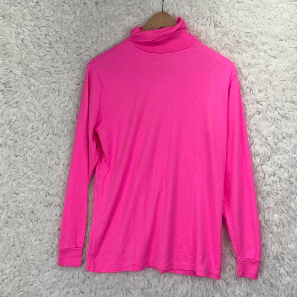 Medalist Turtleneck Top Large Neon Pink VTG 80s 90s SKI Made in USA Retro Bright